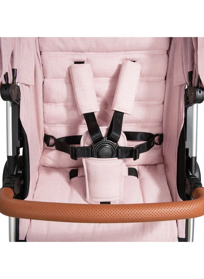 hauck Uptown Pushchair, Melange Rose Stroller For All Terrains, Extra Large Seat, Lie - Flat Position, Rubber Wheels, Suspension, Compact And Easy Fold, With Raincover