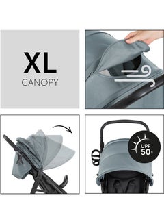 hauck Rapid Buggy 4D, Up To 25 Kg, Quick Folding, Sun Canopy Upf 50+, Rubber Wheels, Drink Holder, Height Adjustable, Reclining Position, Easy To Wipe Clean, Large Shopping Basket, Jungle - Green  - Image 4