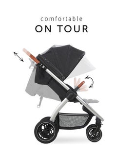 hauck Uptown Pushchair, Melange Black Stroller For All Terrains, Extra Large Seat, Lie - Flat Position, Rubber Wheels, Suspension, Compact And Easy Fold, With Raincover  - Image 4