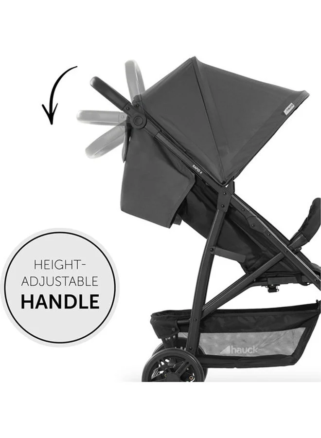 hauck Pushchair Rapid 4, Stroller 25 Kg (22 Kg Child + 3 Kg Basket), Small Folding Stroller With Lying Postion, Height - Adjustable, Large Shopping Basket - Grey