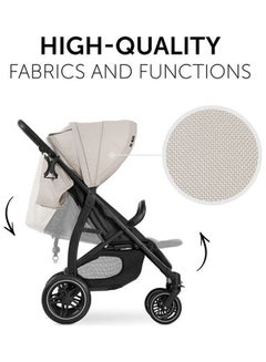 hauck Rapid Buggy 4D, Up To 25 Kg, Quick Folding, Sun Canopy Upf 50+, Rubber Wheels, Drink Holder, Height Adjustable, Reclining Position, Easy To Wipe Clean, Large Shopping Basket, Classic - Beige  - Image 3