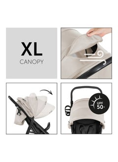 hauck Rapid Buggy 4D, Up To 25 Kg, Quick Folding, Sun Canopy Upf 50+, Rubber Wheels, Drink Holder, Height Adjustable, Reclining Position, Easy To Wipe Clean, Large Shopping Basket, Classic - Beige  - Image 4