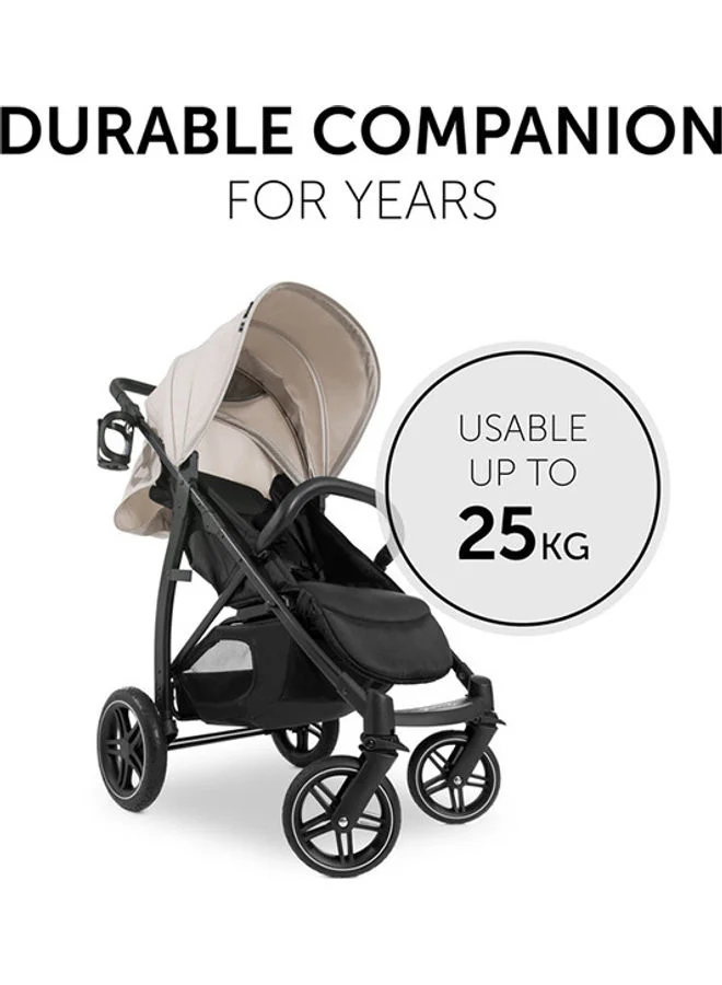 hauck Rapid Buggy 4D, Up To 25 Kg, Quick Folding, Sun Canopy Upf 50+, Rubber Wheels, Drink Holder, Height Adjustable, Reclining Position, Easy To Wipe Clean, Large Shopping Basket, Classic - Beige