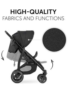 hauck Rapid Buggy 4D, Up To 25 Kg, Quick Folding, Sun Canopy Upf 50+, Rubber Wheels, Drink Holder, Height Adjustable, Reclining Position, Easy To Wipe Clean, Large Shopping Basket - Black  - Image 3