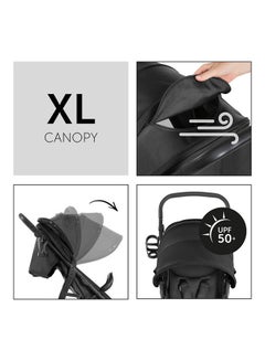 hauck Rapid Buggy 4D, Up To 25 Kg, Quick Folding, Sun Canopy Upf 50+, Rubber Wheels, Drink Holder, Height Adjustable, Reclining Position, Easy To Wipe Clean, Large Shopping Basket - Black  - Image 4