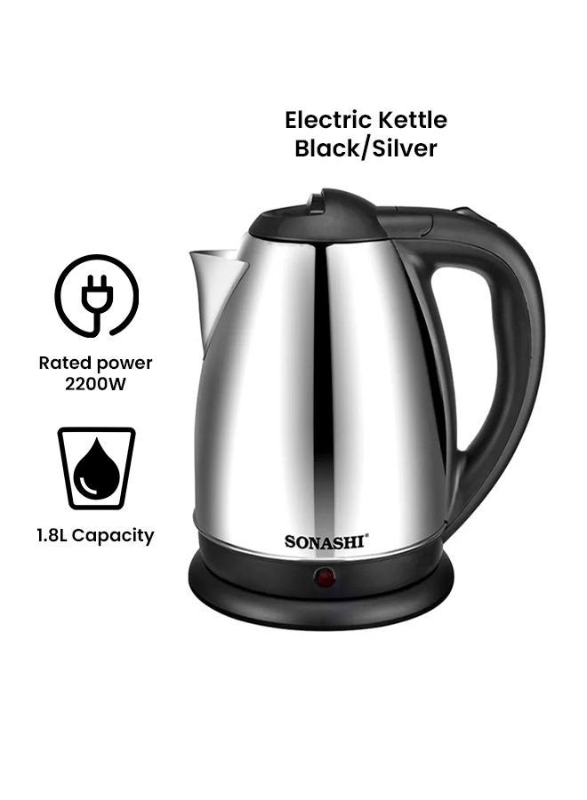 SONASHI Cordless Electric Kettle 1500W With 4-Slice Grill Sandwich Maker Bundle 1.8 L 2000 W SGT-854/SKT-1804/Bundle Black/Silver  - Image 3