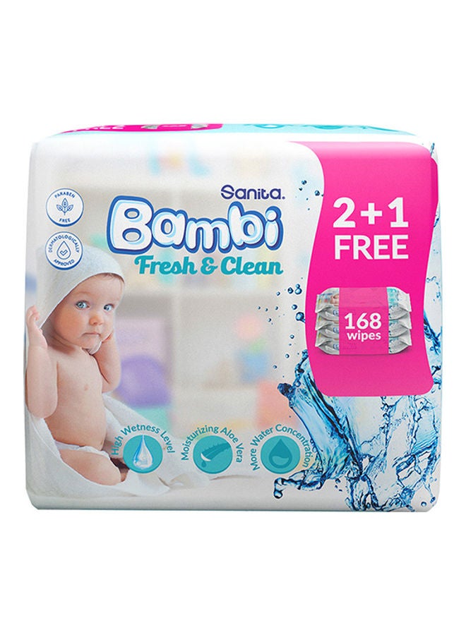 Baby Wet Wipes Fresh and Clean - 168 Pieces