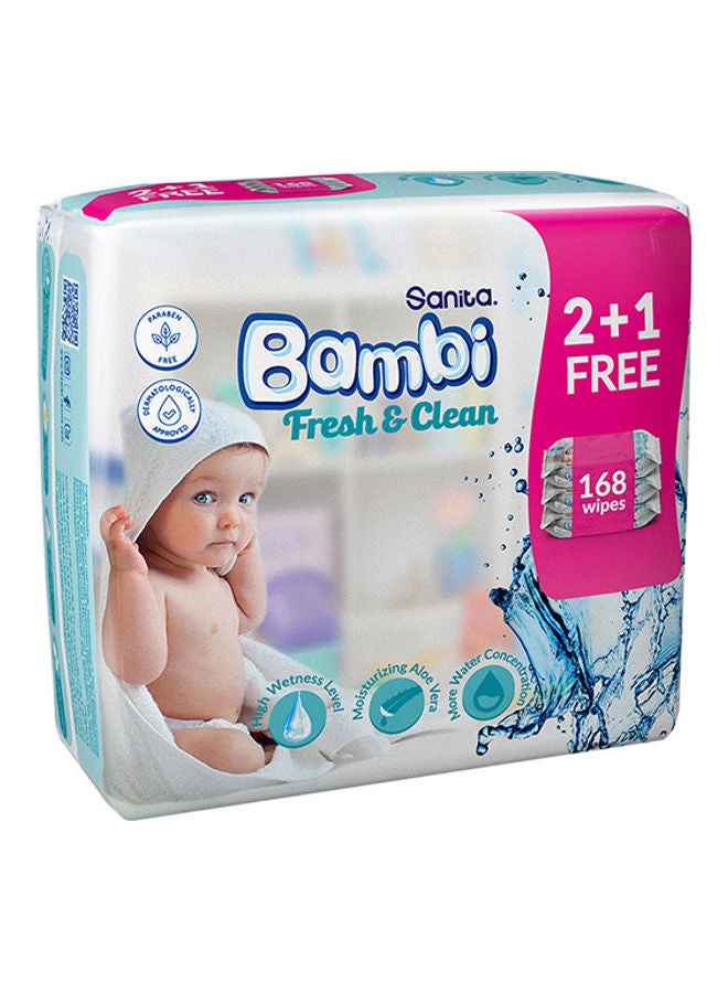 Baby Wet Wipes Fresh and Clean - 168 Pieces