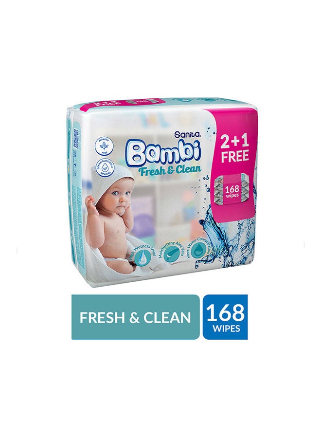 Baby Wet Wipes Fresh and Clean - 168 Pieces