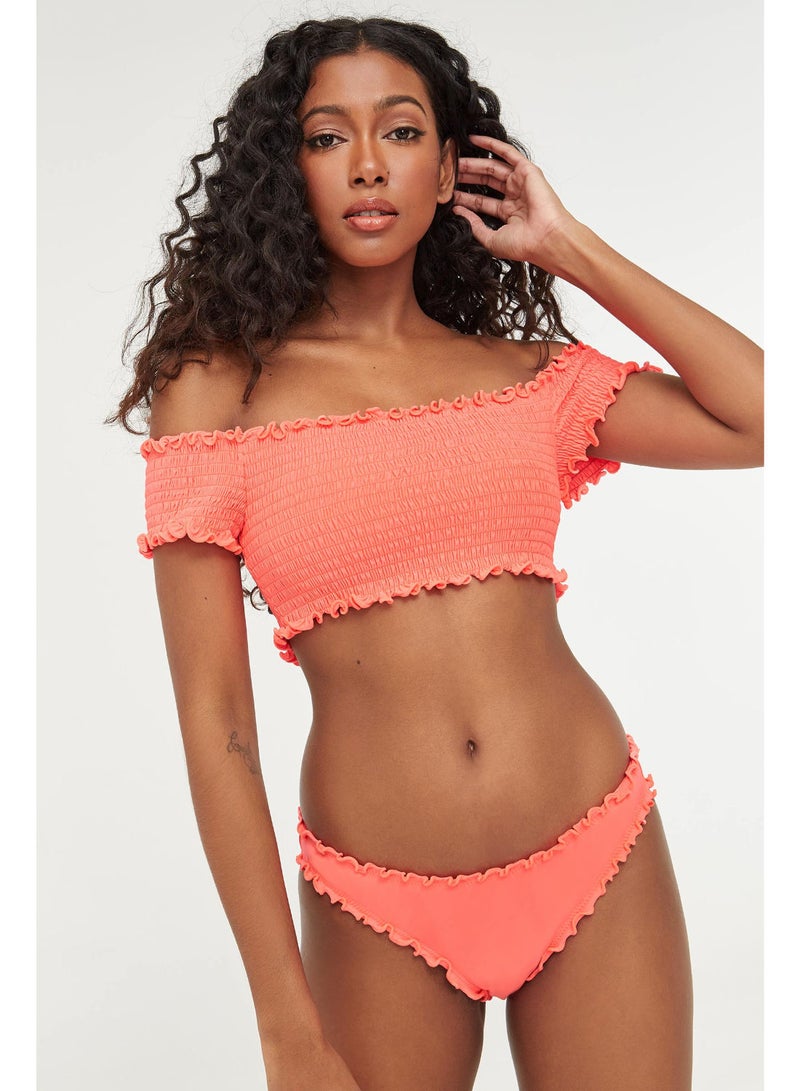 Ardene Cheeky Frill Hem Bikini Bottom Orange  - Image 1