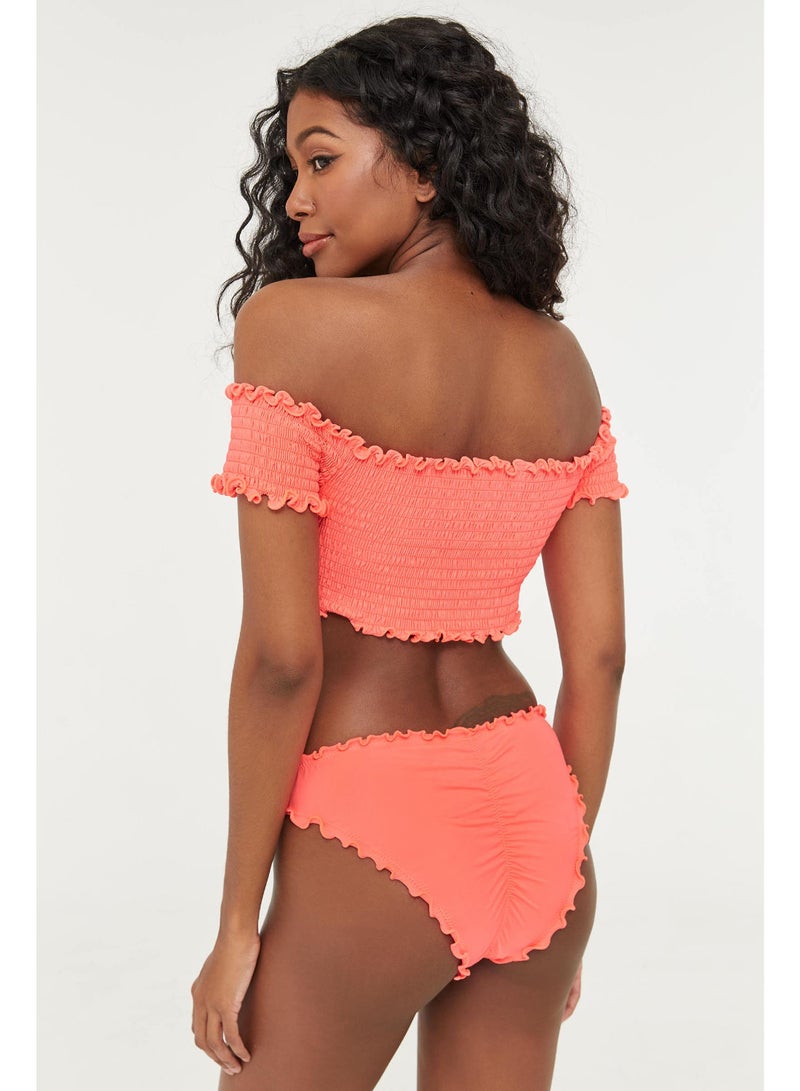 Ardene Cheeky Frill Hem Bikini Bottom Orange  - Image 2