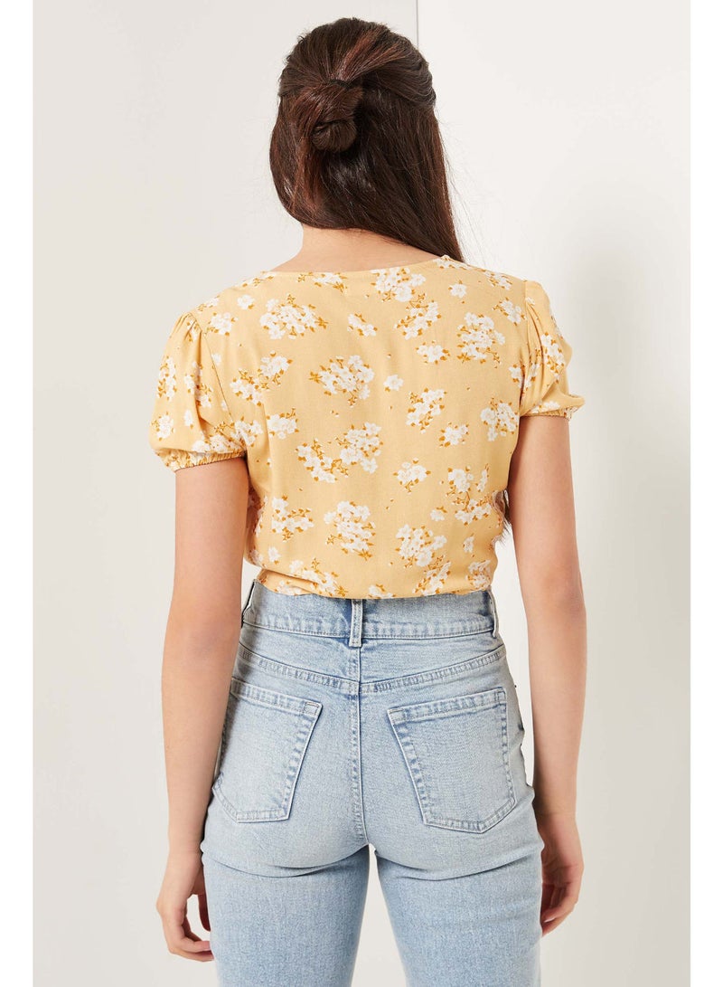 Ardene - Tie Front Button Up Top Light Yellow - Image 1