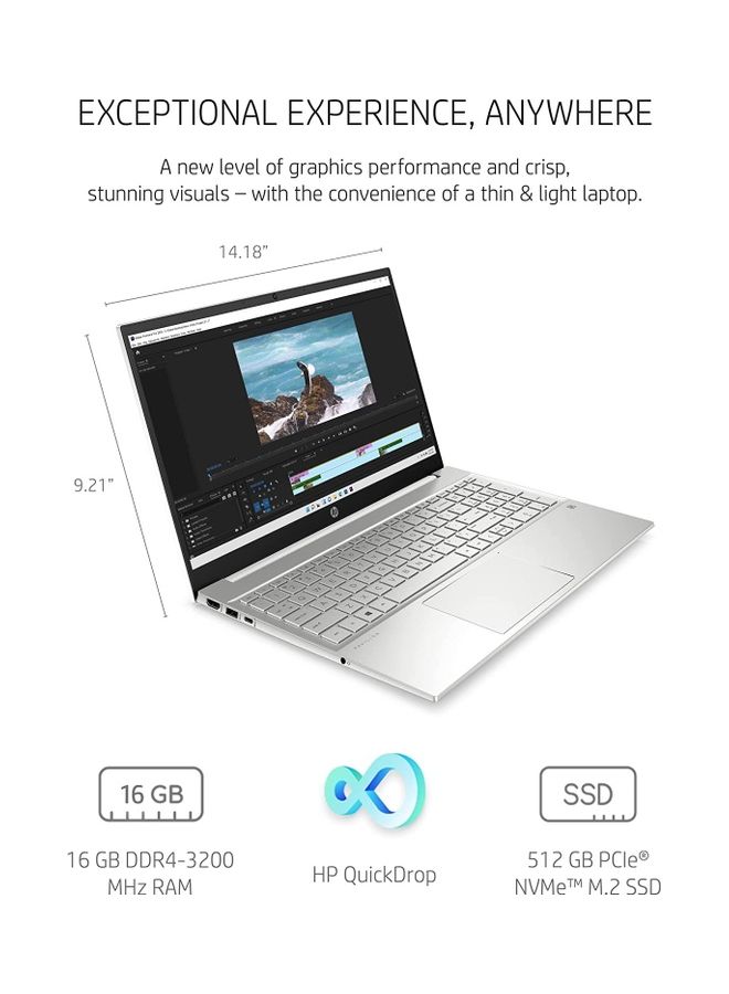 Pavilion 15 (Upgraded Version) Laptop (Upgraded Version) Laptop With 15.6-Inch Display Intel Core i7-1165G7 Processor/16GB RAM/512GB SSD/Intel XE Graphics/Windows 11 Pro English Silver - v1661151695/N53344077A_3