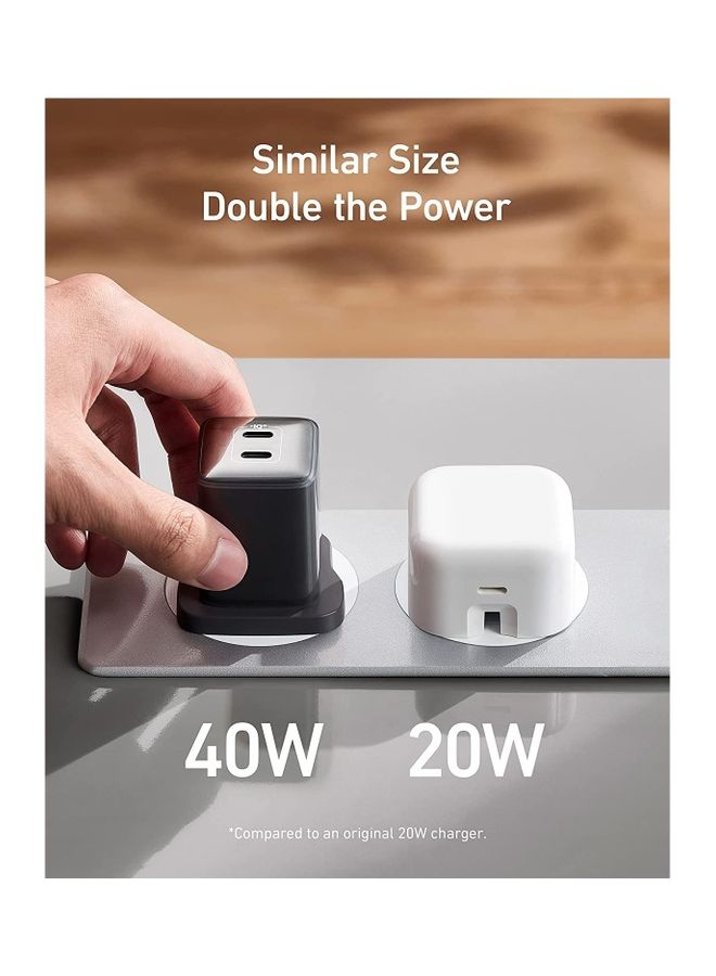 آنكر - قابس USB C بقدرة 40 وات، شاحن 521، شاحن سريع مدمج PIQ 3.0، Nano Pro لهاتف iPhone 13/13 Mini/13 Pro/13 Pro Max/12، Galaxy، Pixel 4/3، iPad/iPad mini أسود لون أسود - Image 1