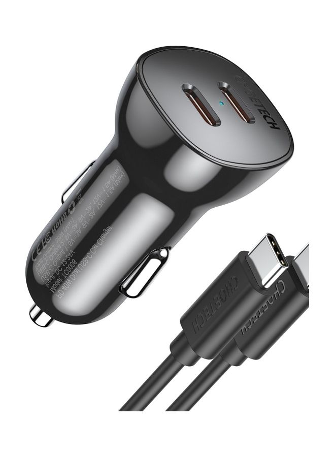 CHOETECH TC0008 PD 40W Dual USB-C Port Car Charger – black - Image 1