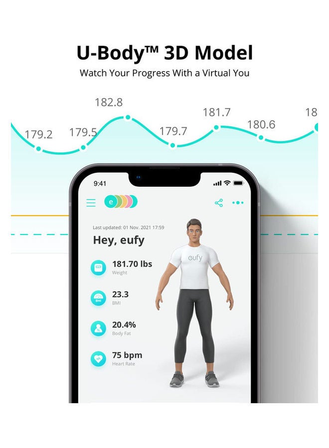 eufy - Smart Scale P2 Pro, Weight Scale With Wi-fi, Bluetooth, 16 Measurements Including Weight, Heart Rate, Body Fat, Bmi, Muscle And Bone Mass, 3d Virtual Body Mode, 50 G/0.1 Lb - Image 1