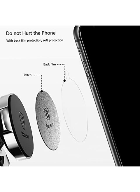 Metal Magnetic Plates Pack of 2 Replacement Magnet Plates for Car Phone Holder Sticky Magnetic Phone Sticker Self Adhesive Pad Thin Magnet Disc for Car Vent Dash Mount Holder(Without Holder) Black/Silver