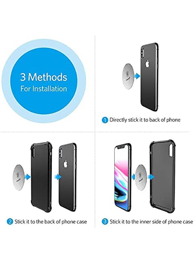 Baseus Metal Magnetic Plates Pack of 2 Replacement Magnet Plates for Car Phone Holder Sticky Magnetic Phone Sticker Self Adhesive Pad Thin Magnet Disc for Car Vent Dash Mount Holder(Without Holder) Black/Silver  - Image 5