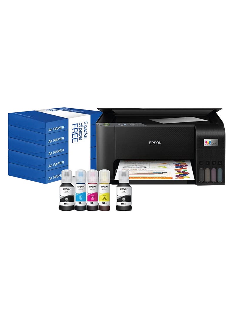 EPSON - EcoTank L3210, 3-In-1 Home Printer With And SmartPanel + Business Paper (80g, 2500 Sheets) Black - Image 1