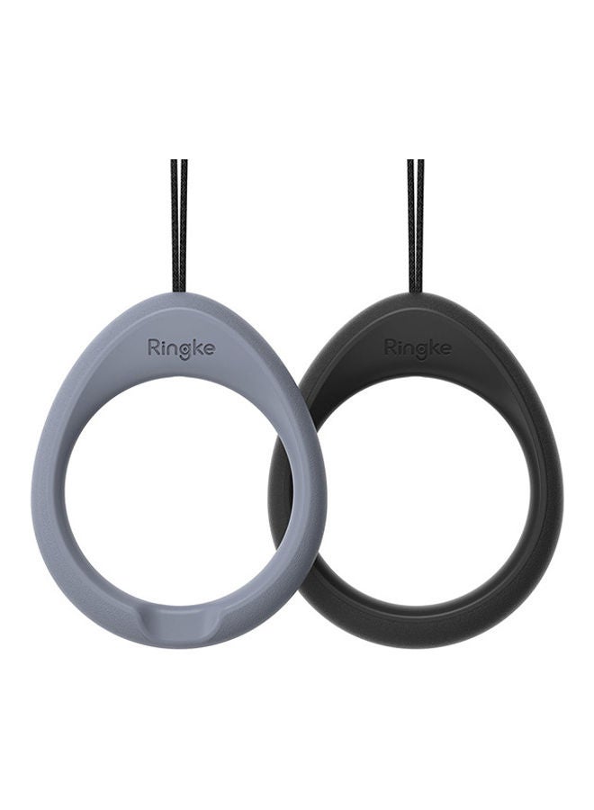 Ringke Finger Ring Strap Silicone Smartphone Grip Lanyard Holder with Anti-Slip Mount Function Compatible with Phone Cases Keys Cameras Pack of 2 - Black & Lavender Gray Black & Lavender Gray - Image 1