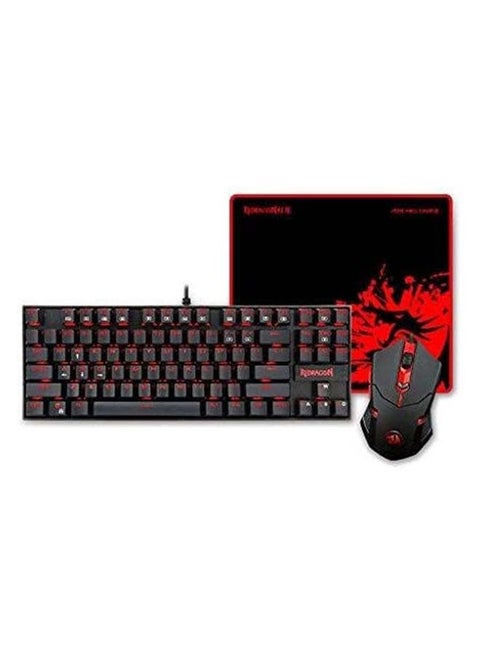 Redragon K552-BA Mechanical Gaming Keyboard and Mouse Combo & Pad (K552 Blue Switch Red LED + M601-3 3200dpi + P001 32x26cm)