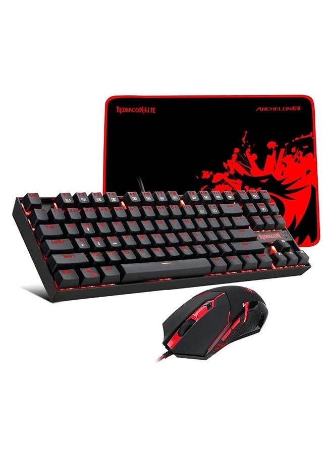 REDRAGON - Redragon K552-BA Mechanical Gaming Keyboard and Mouse Combo & Pad (K552 Blue Switch Red LED + M601-3 3200dpi + P001 32x26cm) - Image 1