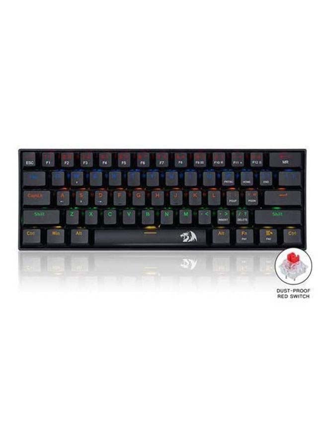 K606 LAKSHMI 60Percent Mechanical Gaming Keyboard - Rainbow Backlighting - 61 KEYS - Detachable Cable - Red Switch