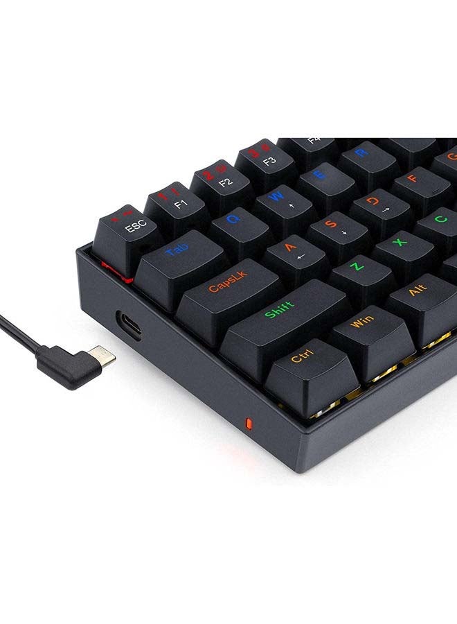 K606 LAKSHMI 60Percent Mechanical Gaming Keyboard - Rainbow Backlighting - 61 KEYS - Detachable Cable - Red Switch