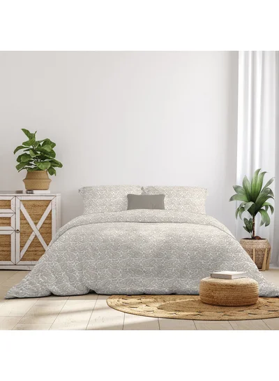 Noon East Duvet Cover Set With Pillow Cover 50X75 Cm, Comforter 240X260 Cm - 100% Cotton Udaipur Paisly Percale - 180 Thread Count Beige King