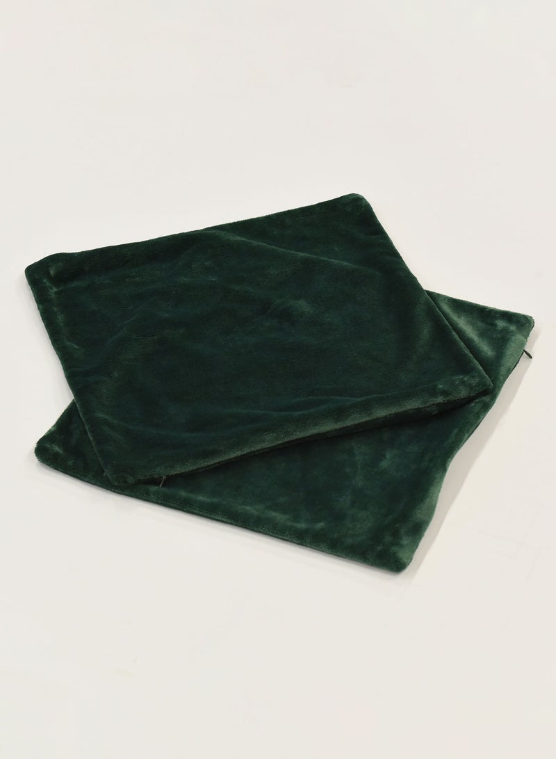 Amal 2 Piece Decorative Cushion Cover - 100% Polyester - Bedroom Or Living Room Decoration Polyester Green 45 x 45cm - Image 1