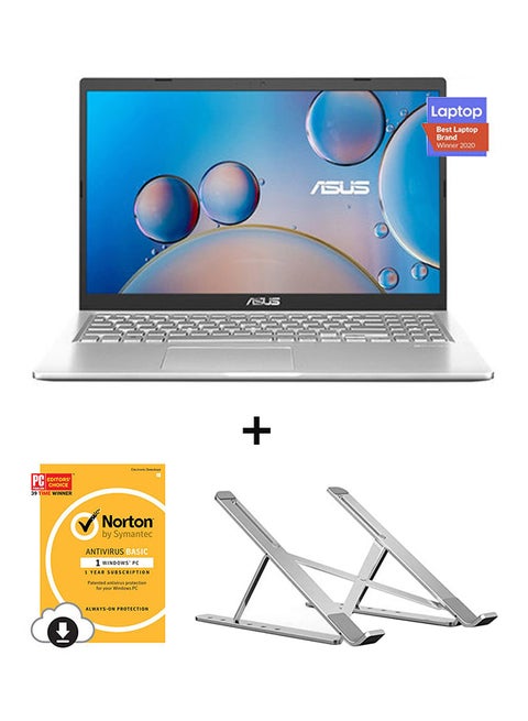 Vivobook 15 x515FA Laptop With 15.6-Inch FHD Display, Core i3-10110U Processor/4GB RAM/1TB HDD/Intel UHD Graphics/Windows-10 With Laptop Stand And Norton Anti Virus English Transparent Silver