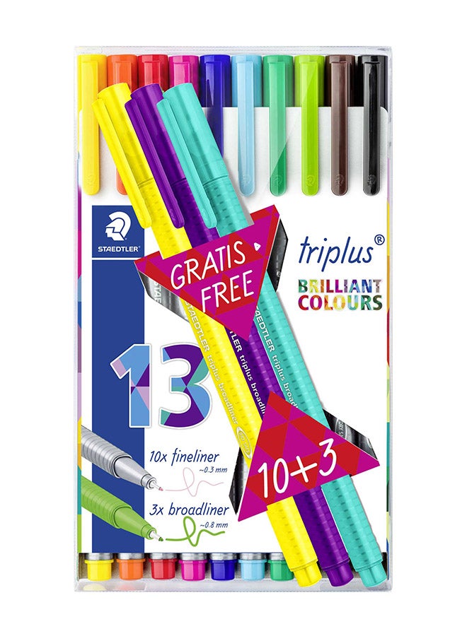 STAEDTLER 13-Piece Fineliner Pens Multicolour