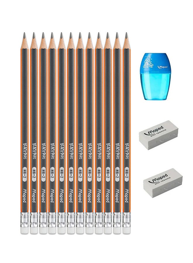 Maped 15-Piece Pencil And Eraser Set Multicolour