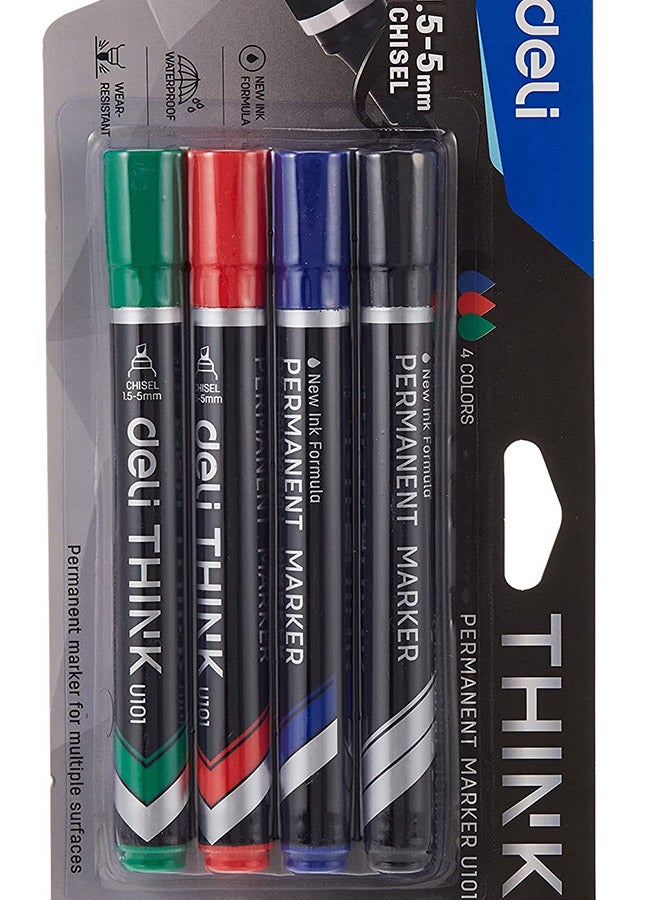 Deli 4-Piece Permanent Marker Set Multicolour  - Image 1