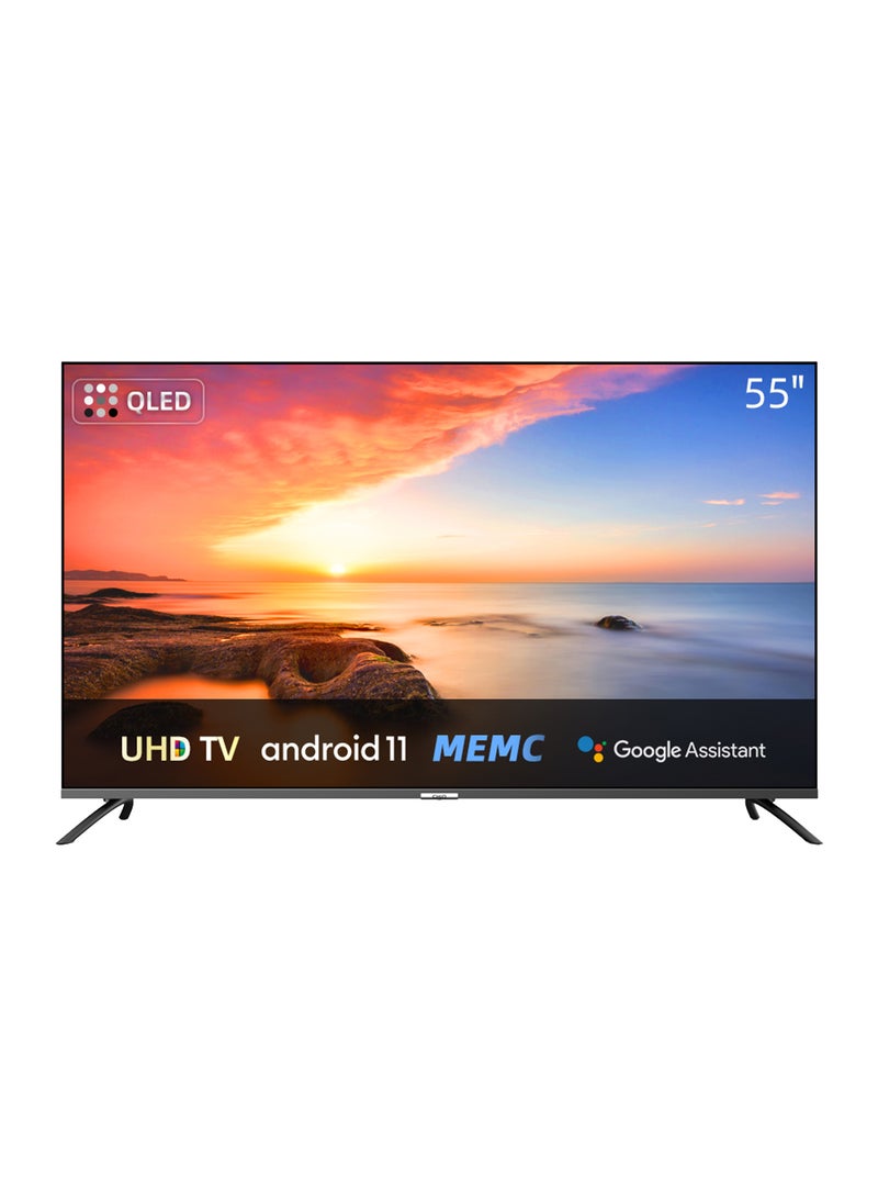 CHiQ - QLED Smart TV, HD, 55 Inch, Android 11.0, HDR10, A+ Screen, WiFi, Bluetooth 5.0, Netflix, YouTube, Prime Video, Full Screen Display, HDMI, USB U55QM8V Black - Image 1