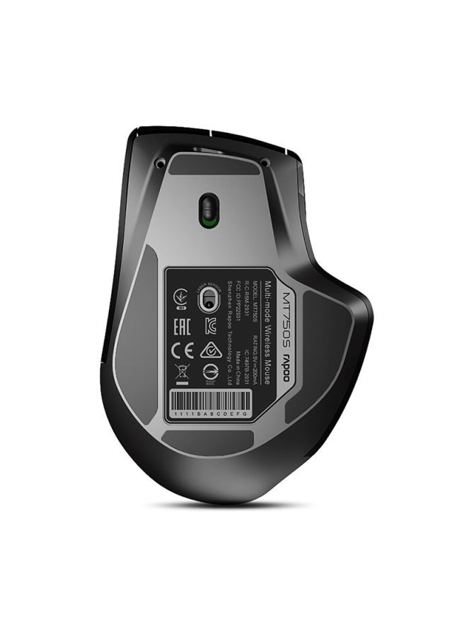 Rapoo - MT750S Wireless Mouse with High-Precision Sensor, Easy-Switch Up to 4 Devices, Ergonomic Design, Rechargeable Bluetooth Mice with 4 Levels Adjustable DPI Black/Grey - Image 1