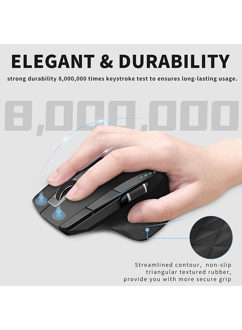 Rapoo - MT750S Wireless Mouse with High-Precision Sensor, Easy-Switch Up to 4 Devices, Ergonomic Design, Rechargeable Bluetooth Mice with 4 Levels Adjustable DPI Black/Grey - Image 1