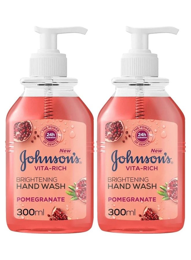 جونسون مجموعة غسول اليدين فيتا ريتش للتفتيح برائحة الرمان 300 مل من قطعتين 600ملليلتر