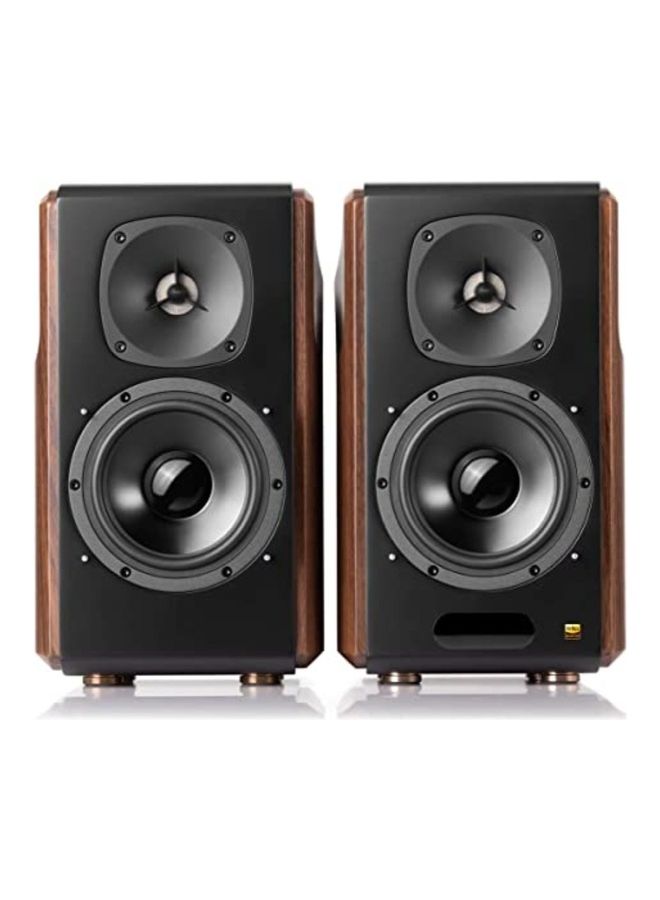 اديفير - S2000MKIII Powered Bluetooth Bookshelf 2.0 Speakers S2000MK3 Near Field Active Tri Amped 130w Studio Monitor Speakers for Audiophiles with Wireless Line In and Optical Input Brown - Image 1