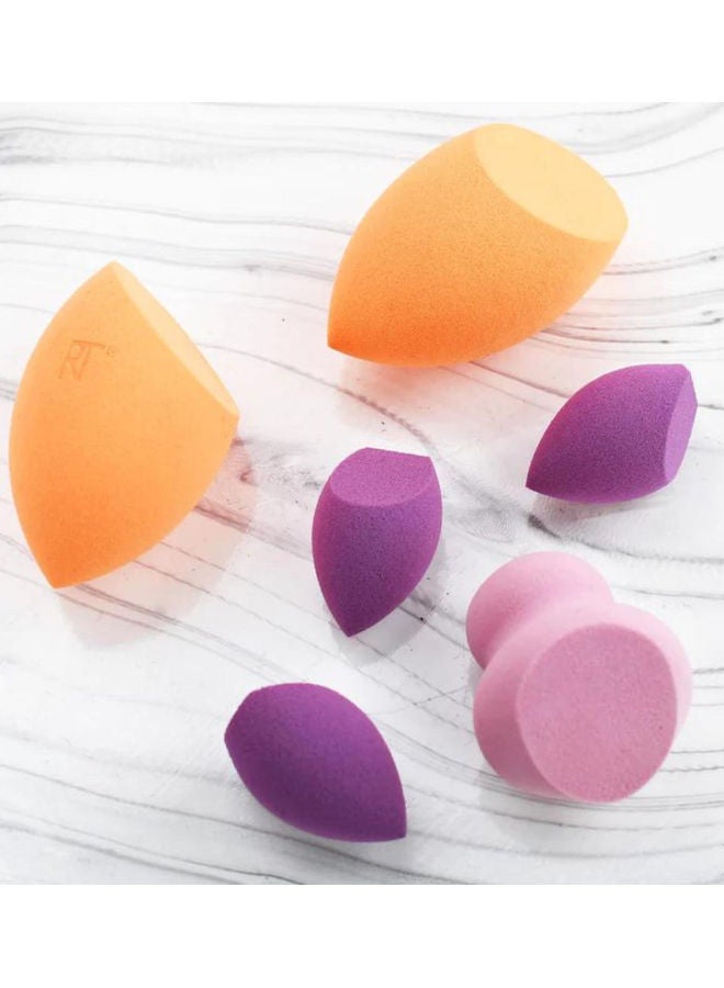 REAL TECHNIQUES - Flawless Base Brush Set With Ultra Plush Custom Cut Synthetic Bristles And Extended Aluminum Ferrules With Miracle Complexion Sponges,6 Piece Set Set of 1570, 1533 - Image 1