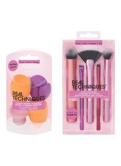 REAL TECHNIQUES Artist Essential Makeup Brush Set, Includes Eye Liner Brush And Foundation Brush With Miracle Complexion Sponges, 6 Piece Set Set of 1570, 1895  - Image 1