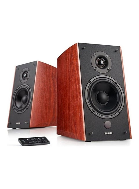 R2000DB Powered Bluetooth Bookshelf Speakers - Near-Field Studio Monitors - Optical Input - 120 Watts RMS Brown