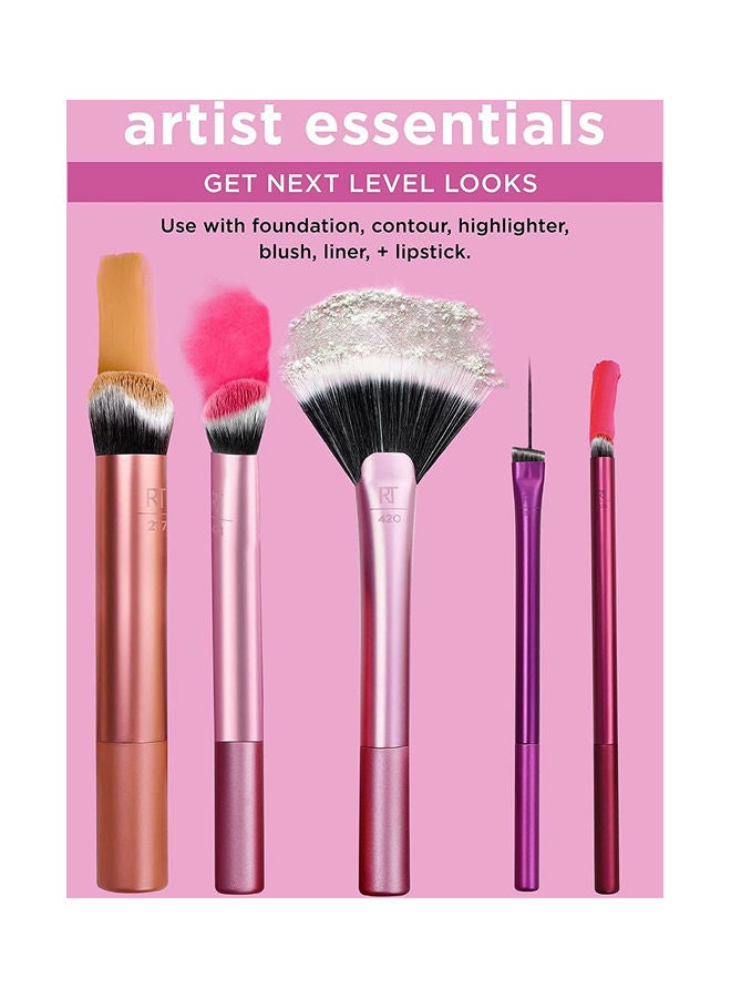 REAL TECHNIQUES Artist Essential Makeup Brush Set, Includes Eye Liner Brush And Foundation Brush With Miracle Complexion Beauty Sponge Makeup Blender With Case Set of 1711, 1895 - Image 2