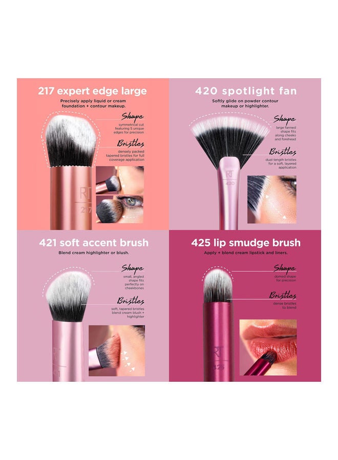 REAL TECHNIQUES Artist Essential Makeup Brush Set, Includes Eye Liner Brush And Foundation Brush With Miracle Complexion Beauty Sponge Makeup Blender With Case Set of 1711, 1895 - Image 3