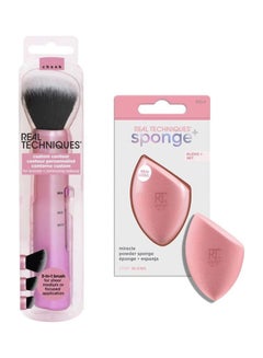 REAL TECHNIQUES Miracle Powder Sponge,For Setting Powder And Custom Contour 3-In-1 Makeup Brush Set of 1897, 1894  - Image 1