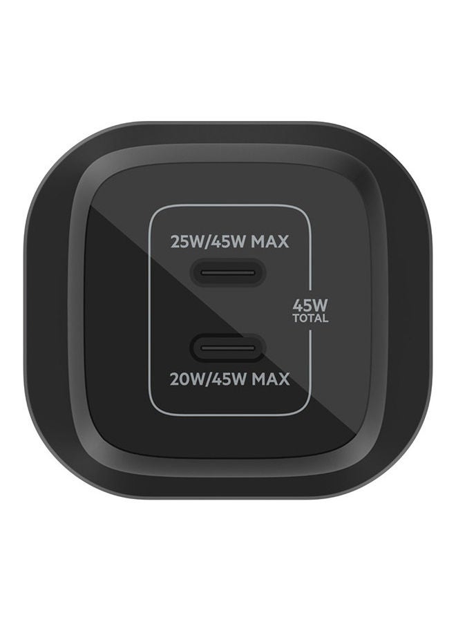 belkin Dual 45W Usb-C Pd Gan Fast Charger With Pps, Pd 45W Max Single Port, Black - Image 2