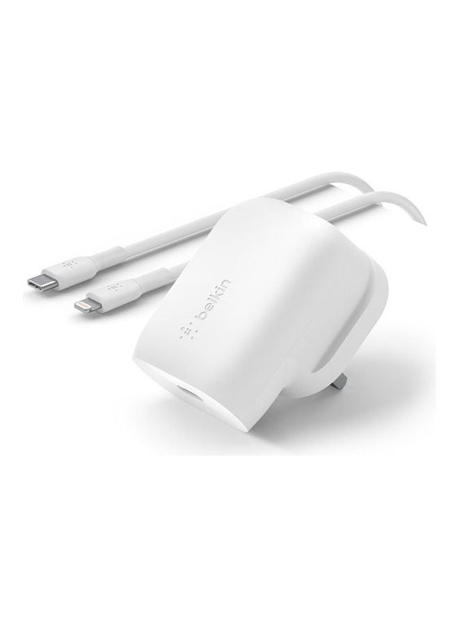belkin MFi Certified TypeC Wall Charger 30W With TypeC To Lightning Cable White  - Image 1