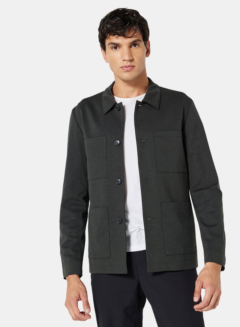 SELECTED Slim Fit Shacket Dark Green  - Image 1