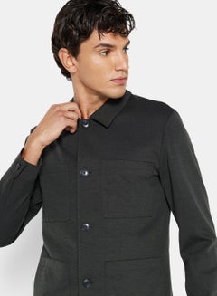 SELECTED Slim Fit Shacket Dark Green  - Image 3