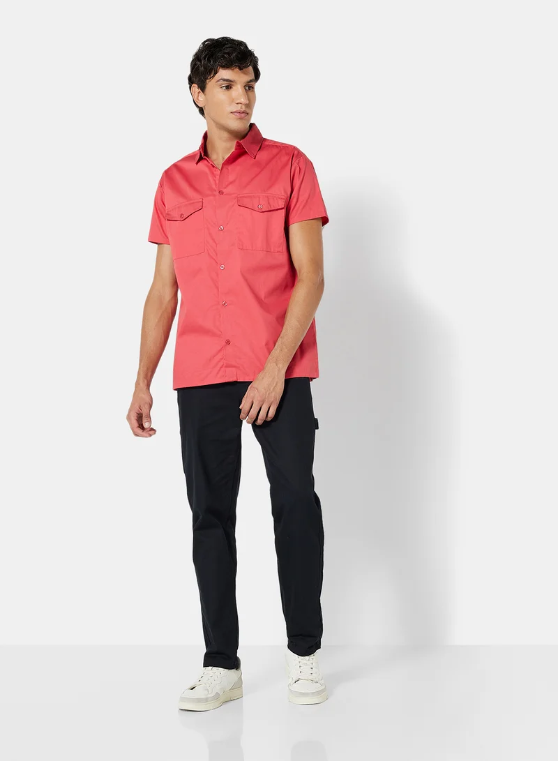 STATE 8 Front Pocket Shirt Red